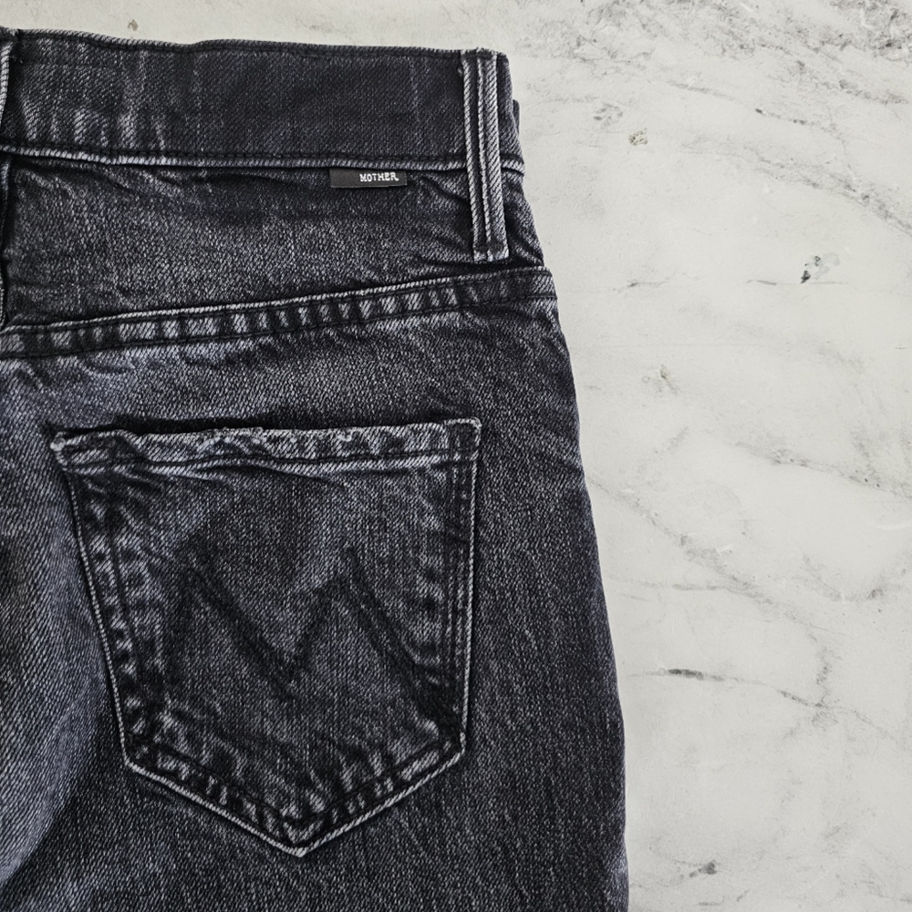 MOTHER Superior High Waisted Smokin' Double Heel Straight Leg Black Jeans 25 - Picture 7 of 11